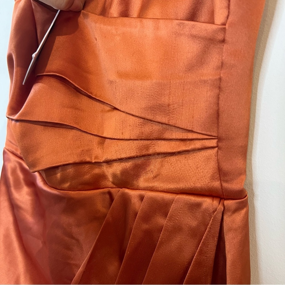 Sau Lee Gwyneth Off the Shoulder Gown Satin Maxi Dress Copper size 2 NEW w/ tags - Picture 7 of 16